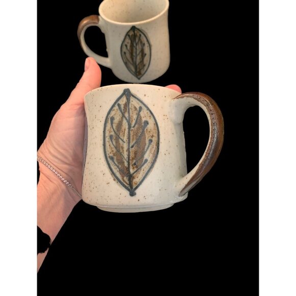 Set 2 Otagiri Japan Cobalt & Brown Leaves Speckled Stoneware Mug Cup 14oz - Picture 6 of 11